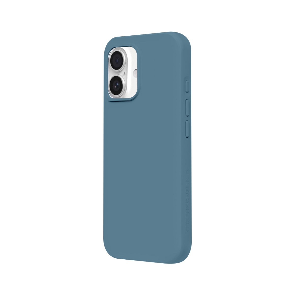 Blauw telefoonhoesje met twee cameralenzen aan de achterkant.