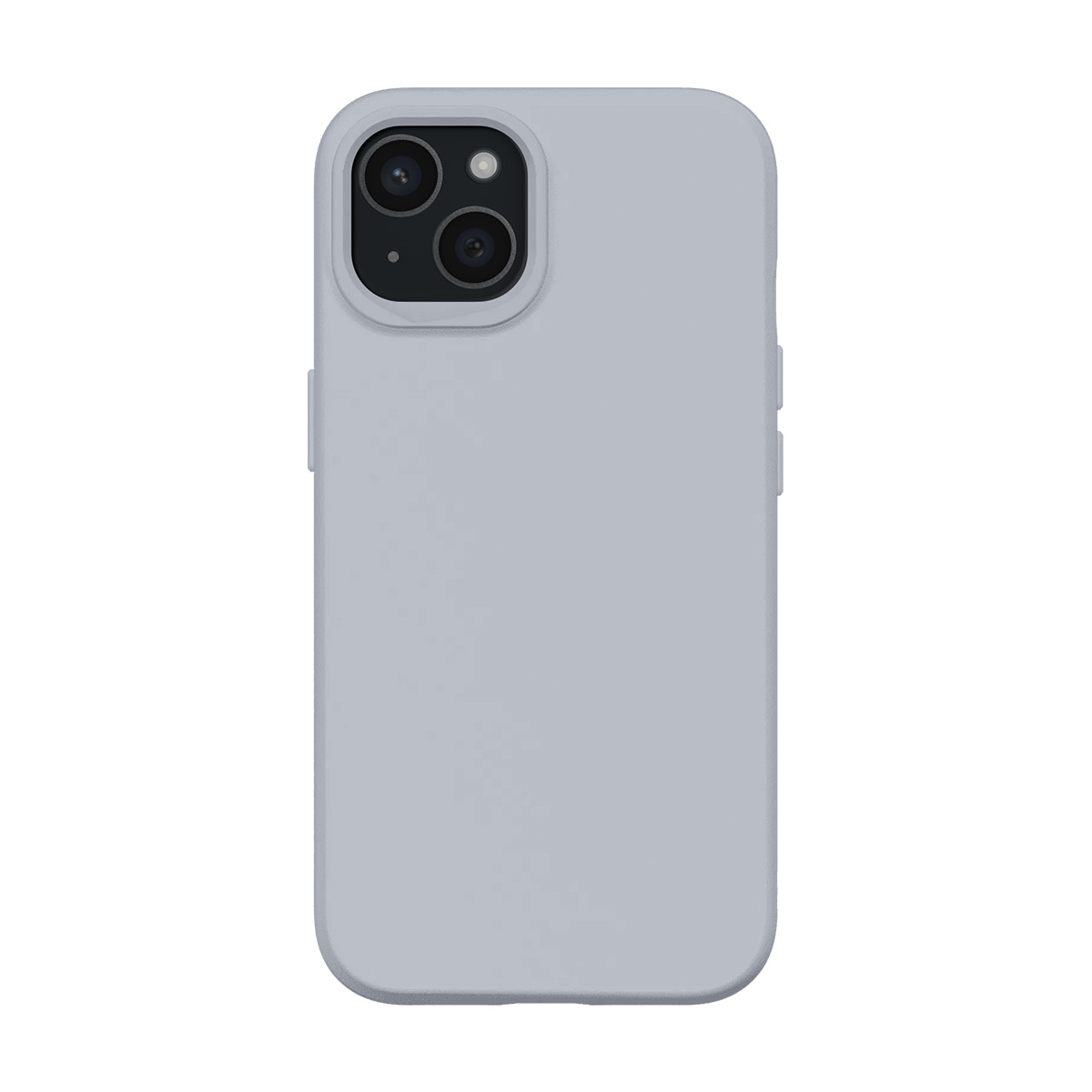 Coque de téléphone grise avec deux objectifs photo et flash au dos.