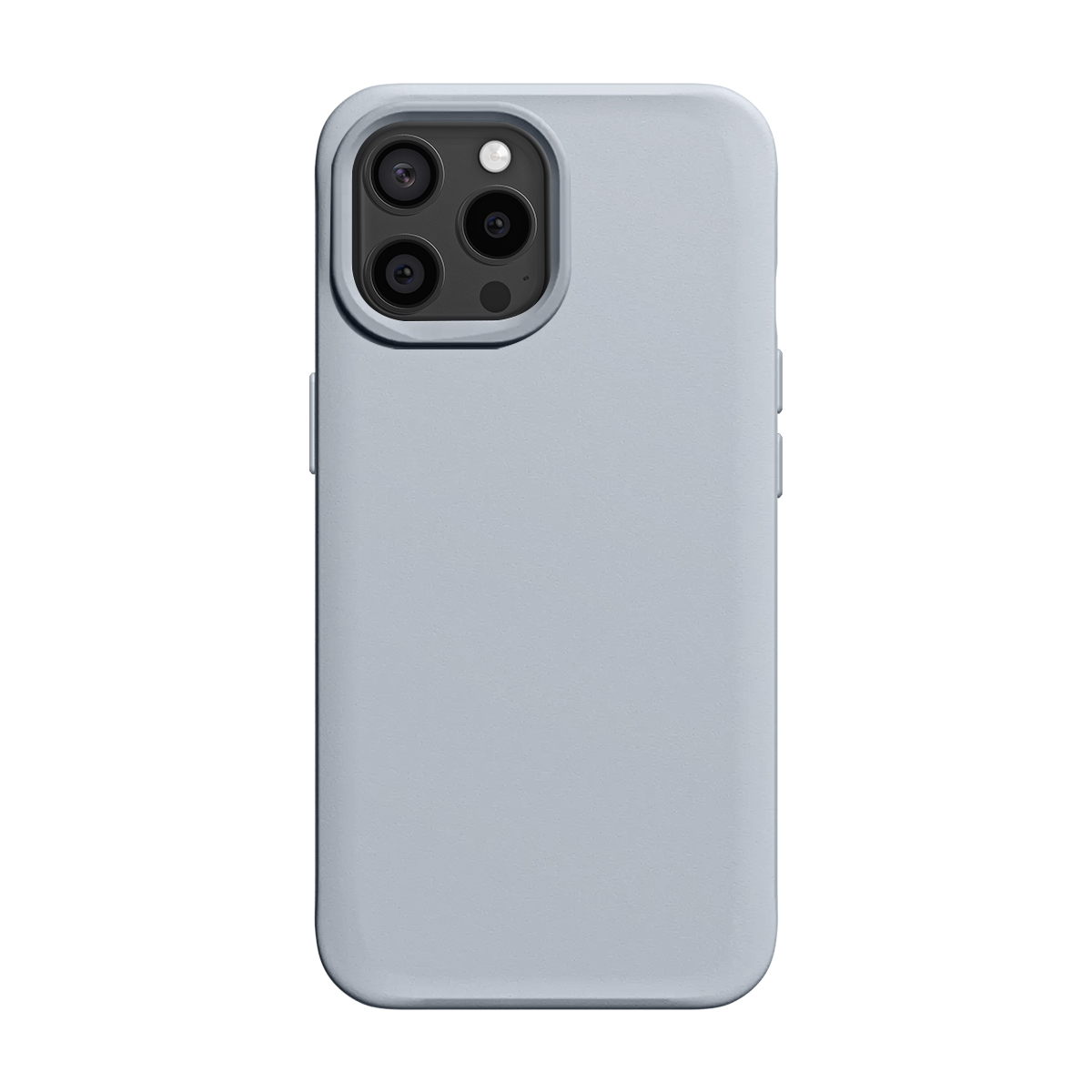 Coque de téléphone gris clair avec découpe pour triple objectif.