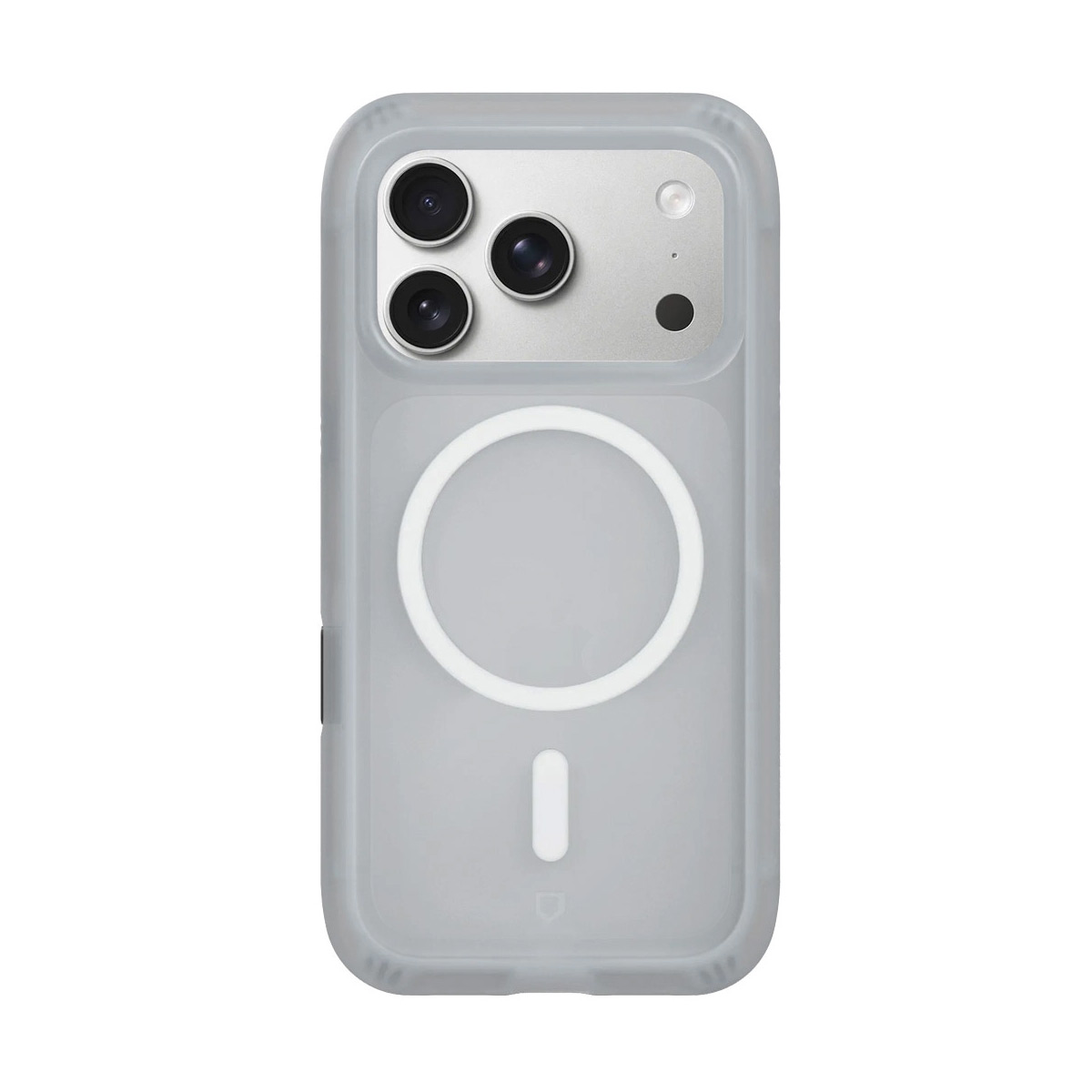 Coque de téléphone transparente avec trois caméras et un anneau magnétique.