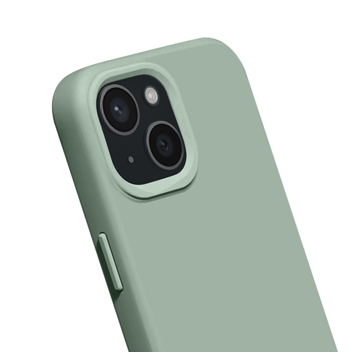 Coque de téléphone verte avec objectifs et flash.