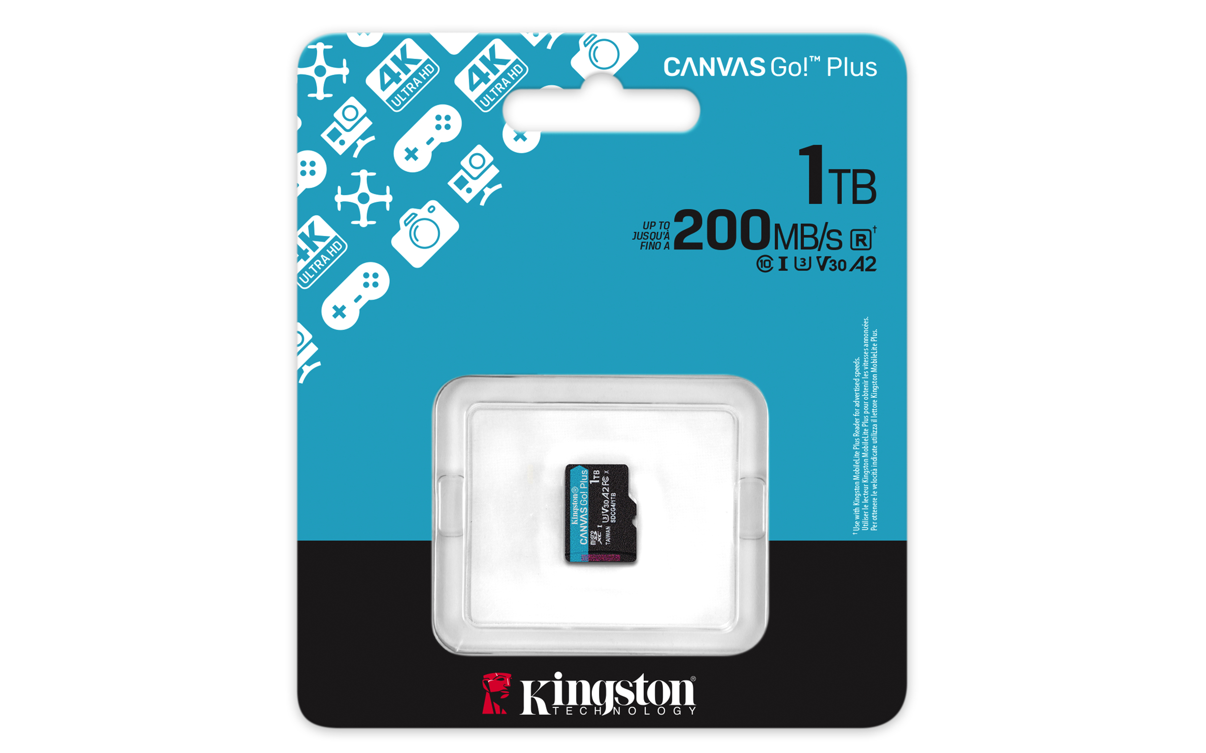 Kingston Canvas Go! Plus 1TB Speicherkarte mit 200MB/s, für 4K, Drohnen, Kameras.