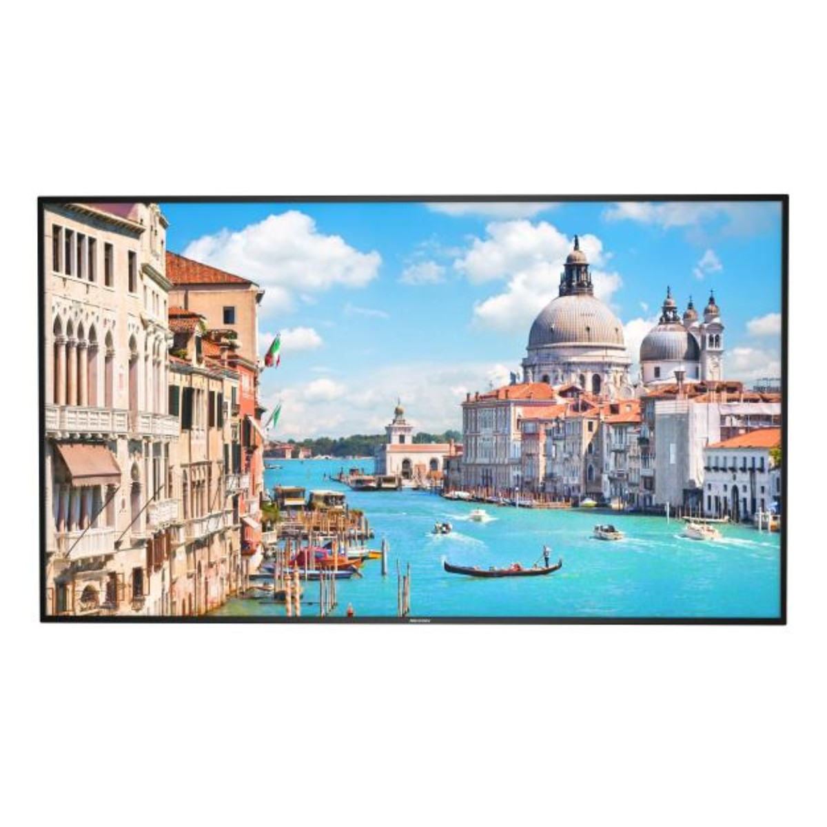 Venedig mit Kanälen, Gondeln und historischen Gebäuden unter blauem Himmel.