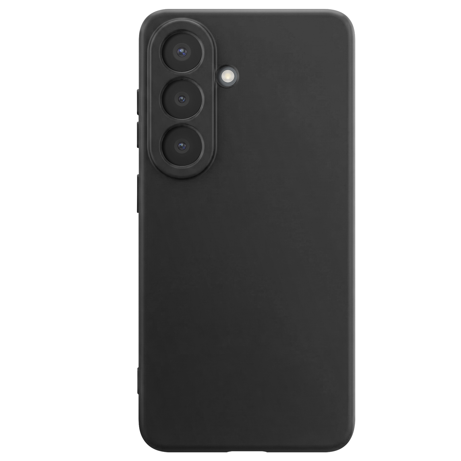 Coque de téléphone noire avec trois objectifs et flash.