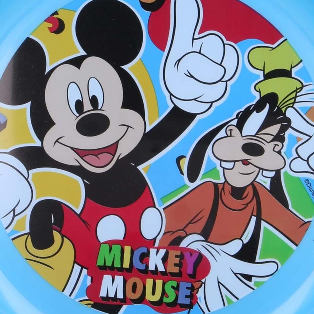 Topolino e Pippo su sfondo blu con testo 'MICKEY MOUSE'.