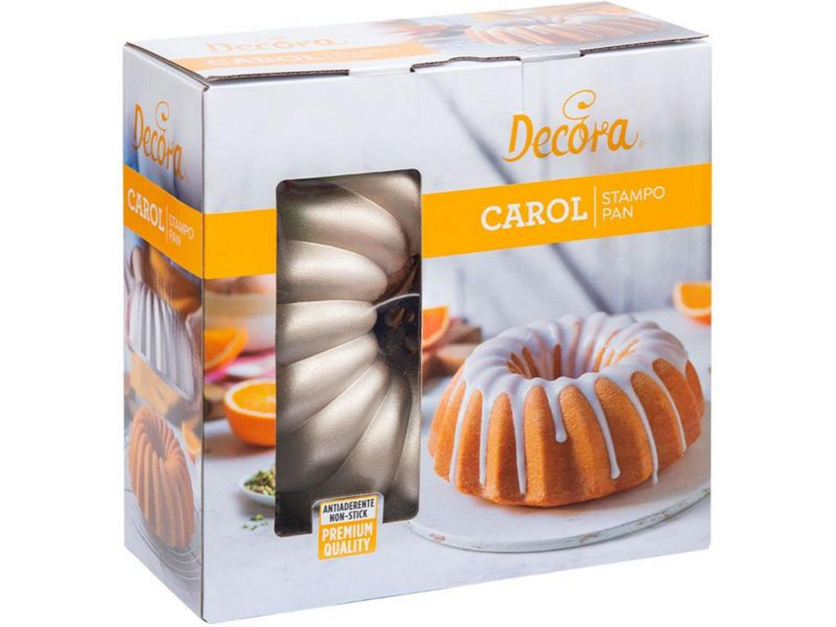 Verpackung für eine Gugelhupfform mit einem Bild eines Kuchens und der Form.