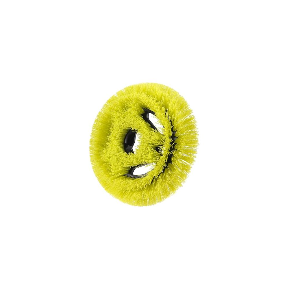 Ein gelber Bürstenkopf mit schwarzem Mittelteil, der wie ein Smiley aussieht.
