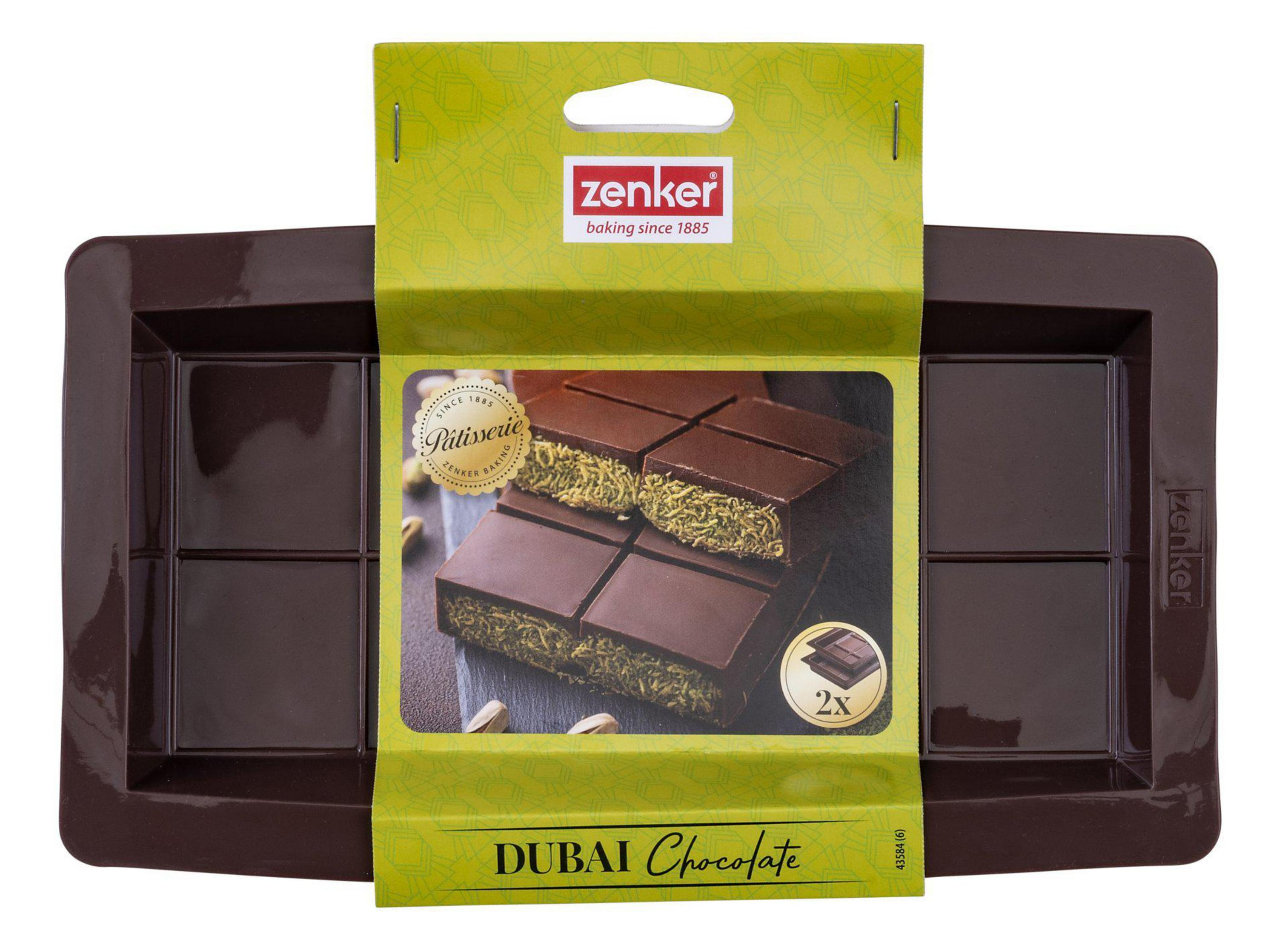 Schokoladenform für 2 Riegel mit Pistazienfüllung, Marke Zenker.