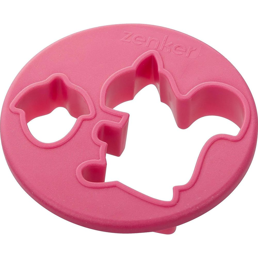 Ein pinkfarbener Ausstecher mit Eichhörnchen- und Eichelform.