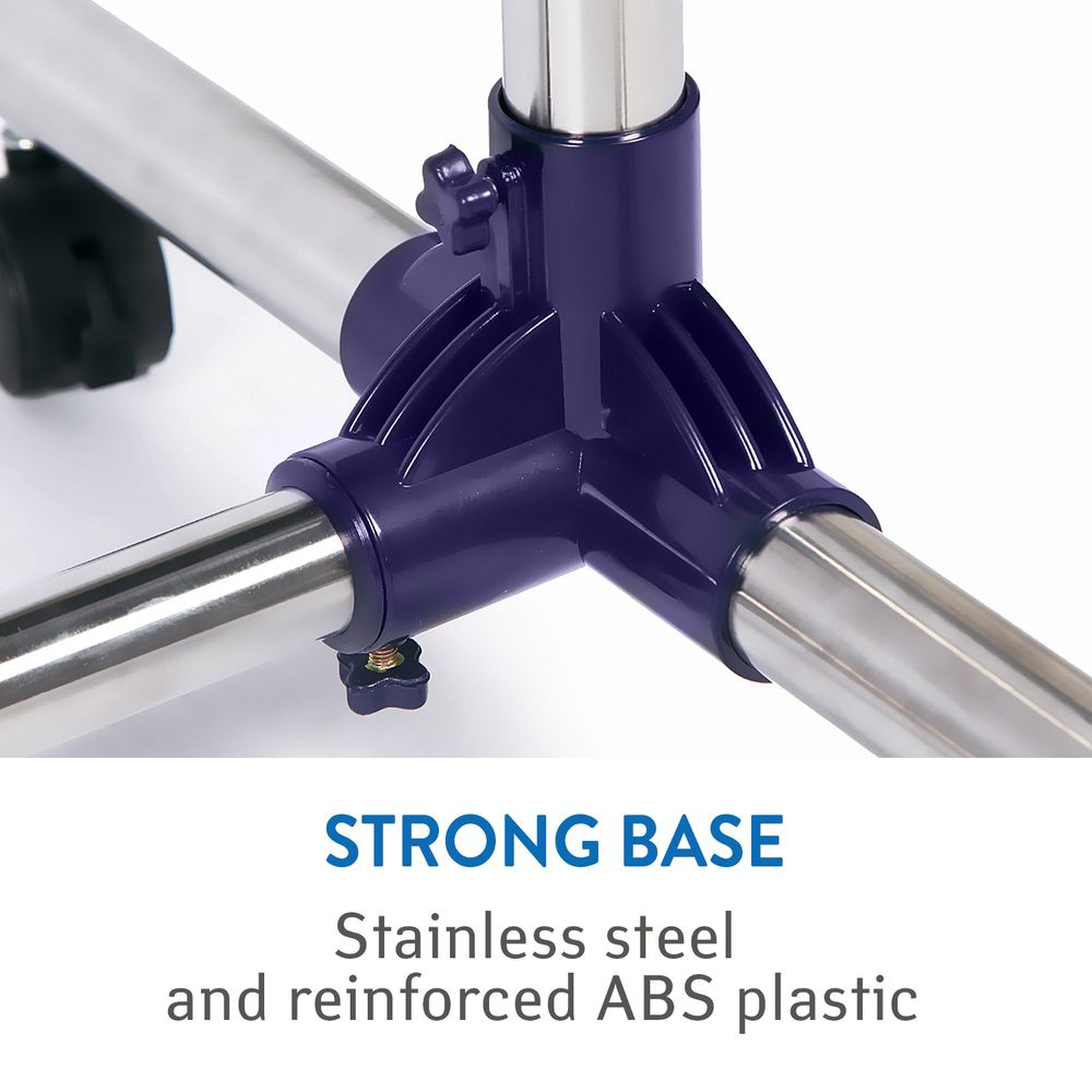 Base solide en acier inoxydable et plastique ABS renforcé.