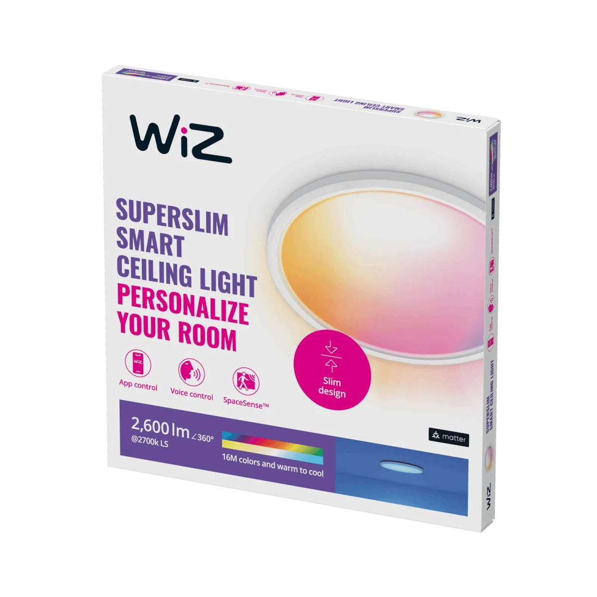 Emballage de plafonnier intelligent Wiz, 2600 lm, contrôle app/voix.