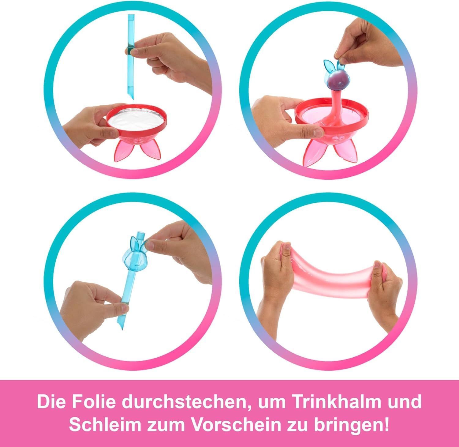 Schritt-für-Schritt-Anleitung für ein Spielzeug, das Schleim herstellt.