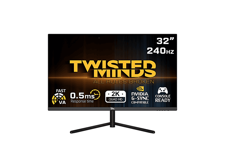 TWISTED MINDS TM32QHD240VA 2K 240HZ HDMI DP HDR10 31,5 inç WQHD 0,5 ms Gaming Monitör Siyah