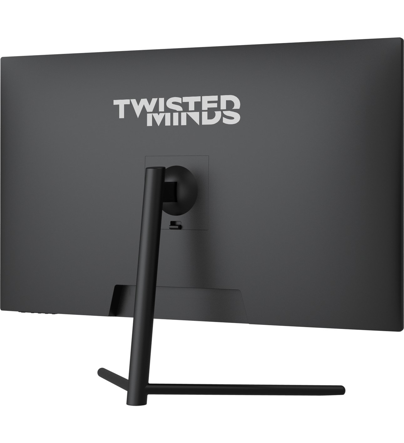 'TWISTED MINDS' logolu siyah bir monitörün arkası.