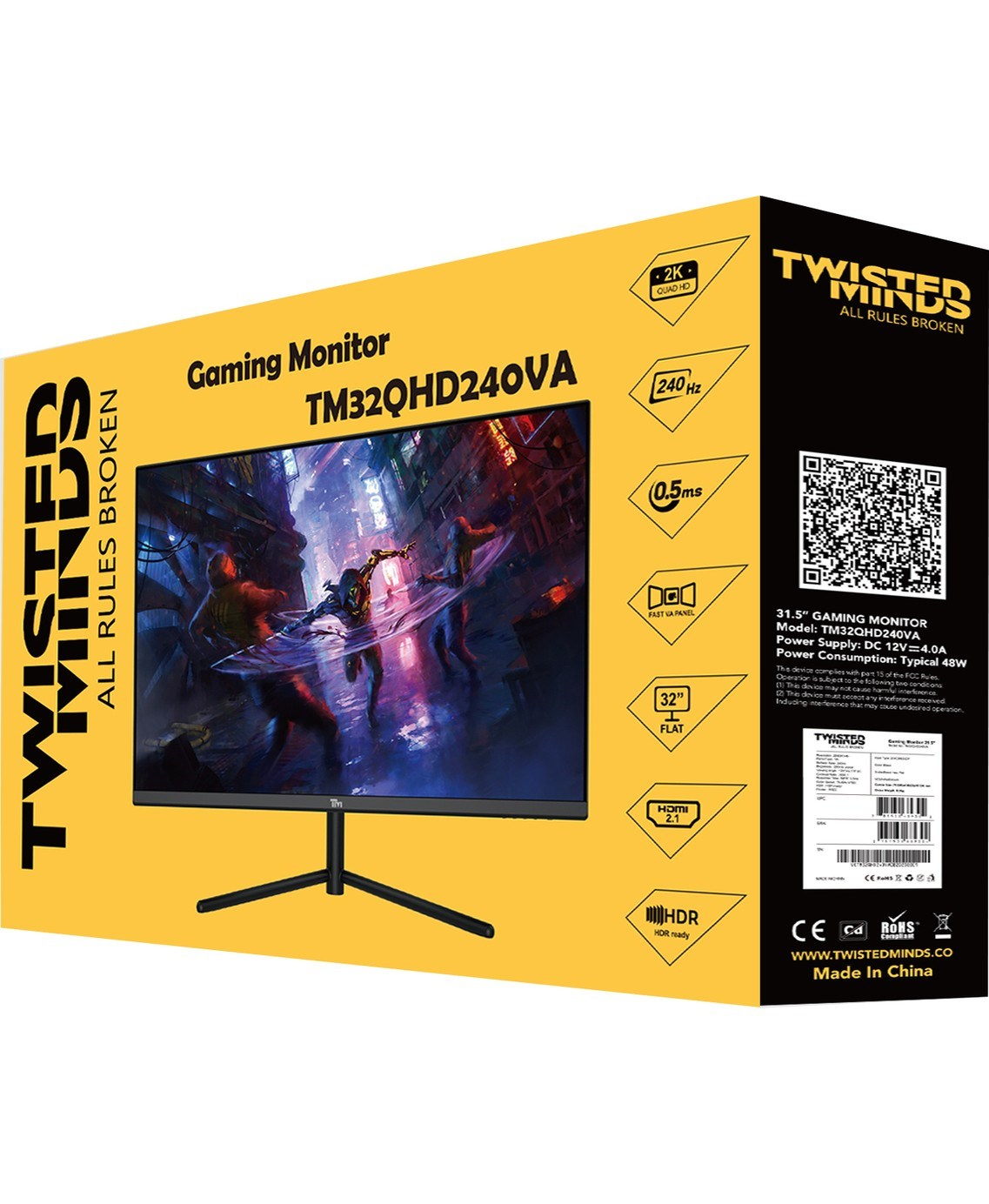Oyun monitörü TM32QHD240VA, 2K çözünürlük, 240Hz, 0,5ms ve HDR.