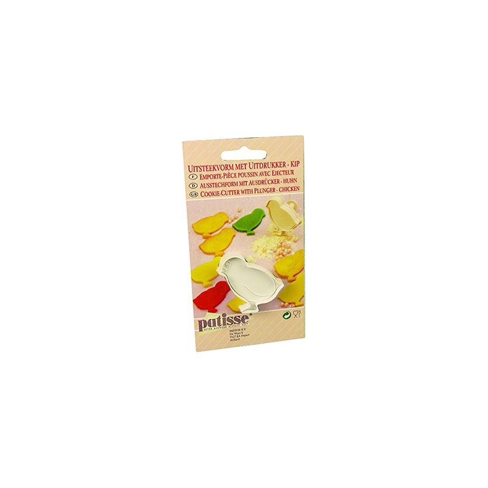 Wykrawacz do ciastek w kształcie kurczaka z tłokiem.