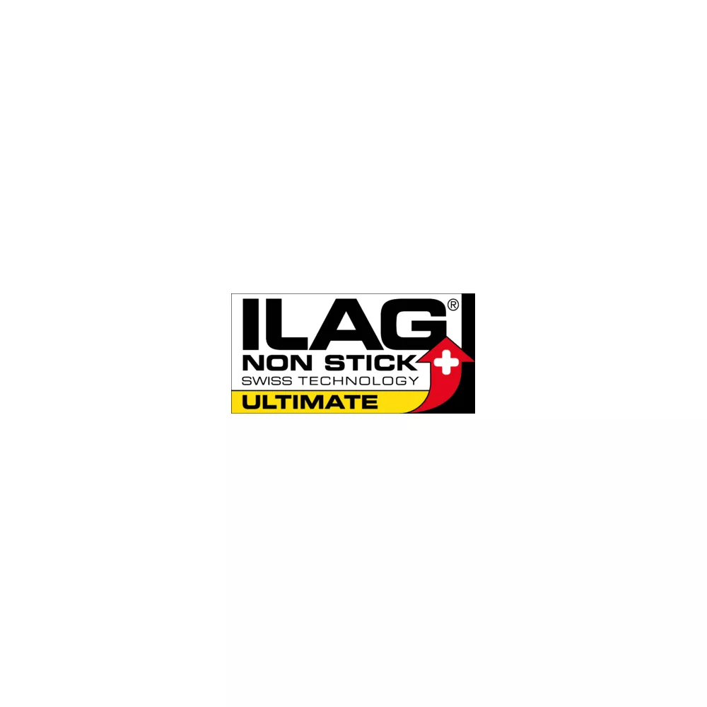 Logo ILAG NON STICK SWISS TECHNOLOGY ULTIMATE z czerwoną strzałką.
