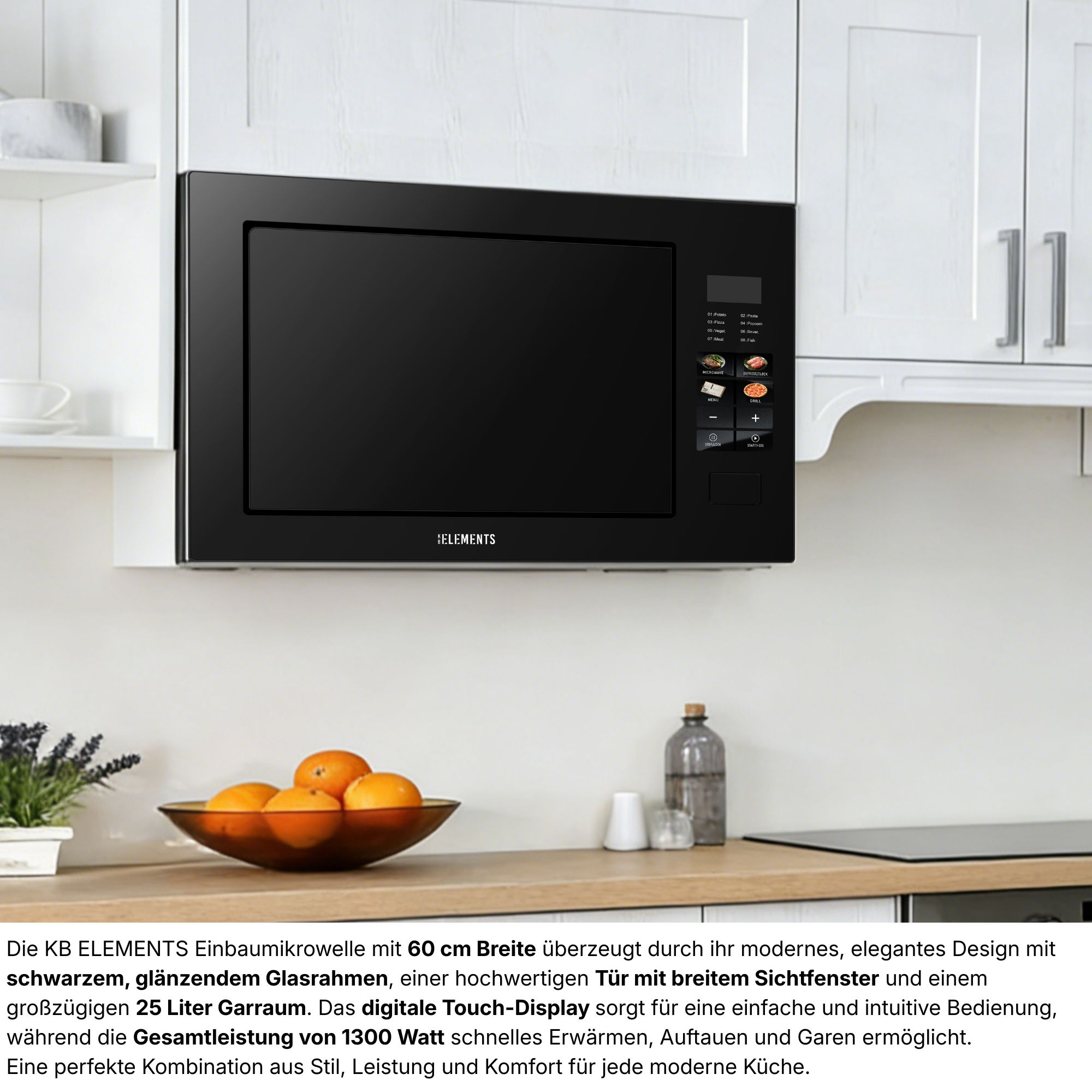 KB ELEMENTS ELK25MB1, Einbaumikrowelle (850 Watt, 25 l Garraum-Volumen ...