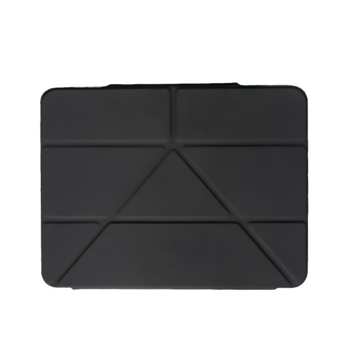 Eine schwarze Hülle mit geometrischem Muster auf weißem Hintergrund.