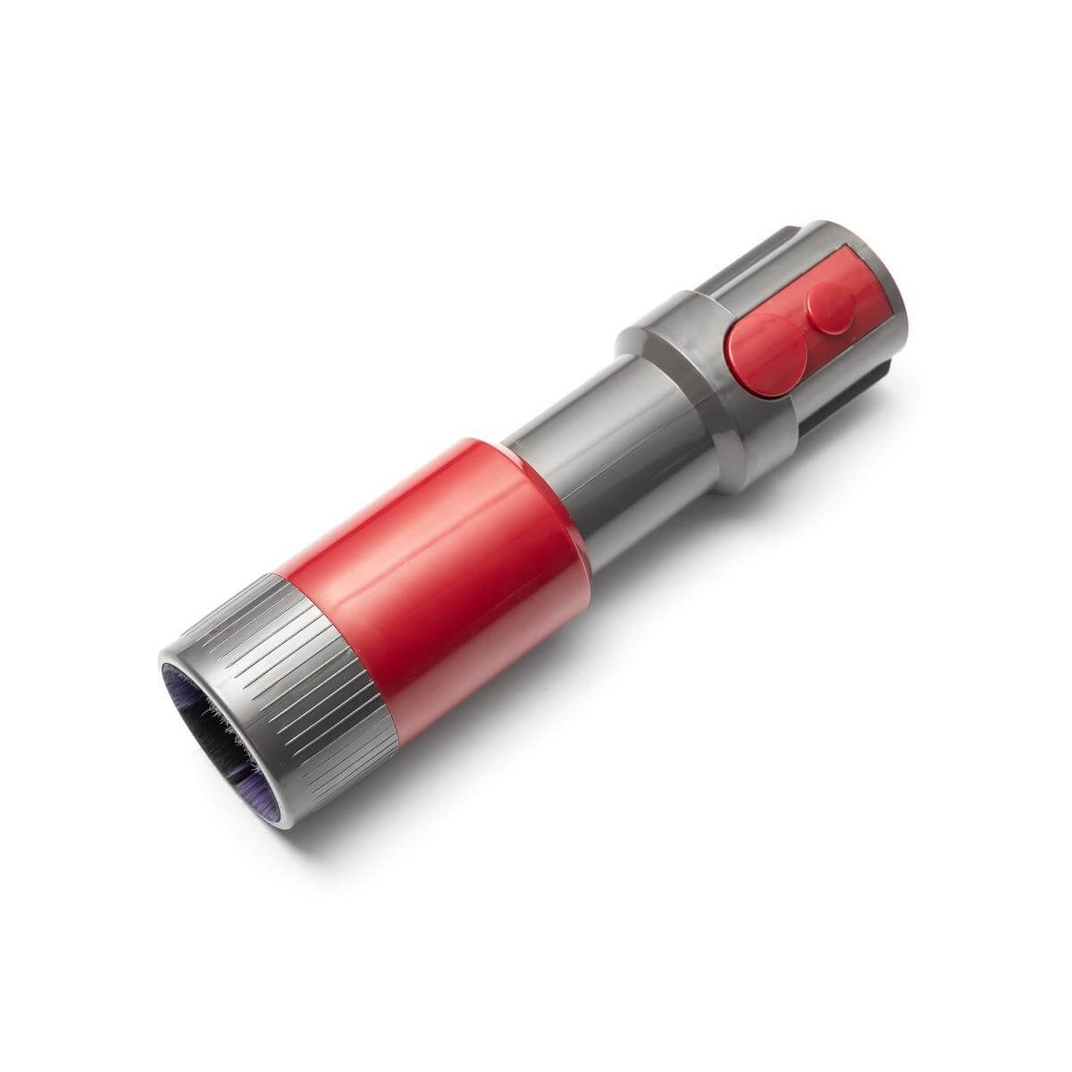 Accessoire Dyson gris et rouge avec deux boutons rouges sur le dessus.