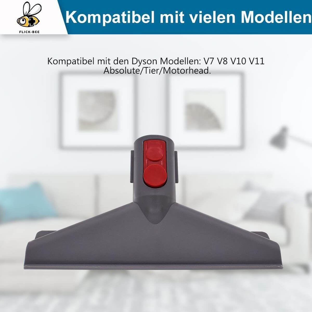Brosse d'aspirateur grise avec boutons rouges, compatible Dyson V7-V11.