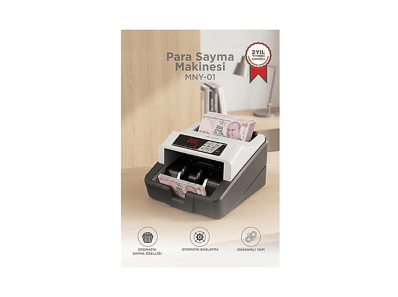 TORIMA UV+MG Sensörlü Geçersiz Para Tespitli MNY01 Gri Profesyonel Para Sayma Makinesi
