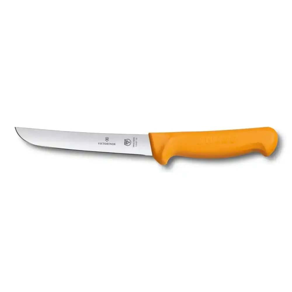 Gümüş bıçaklı turuncu Victorinox bıçak sapı.