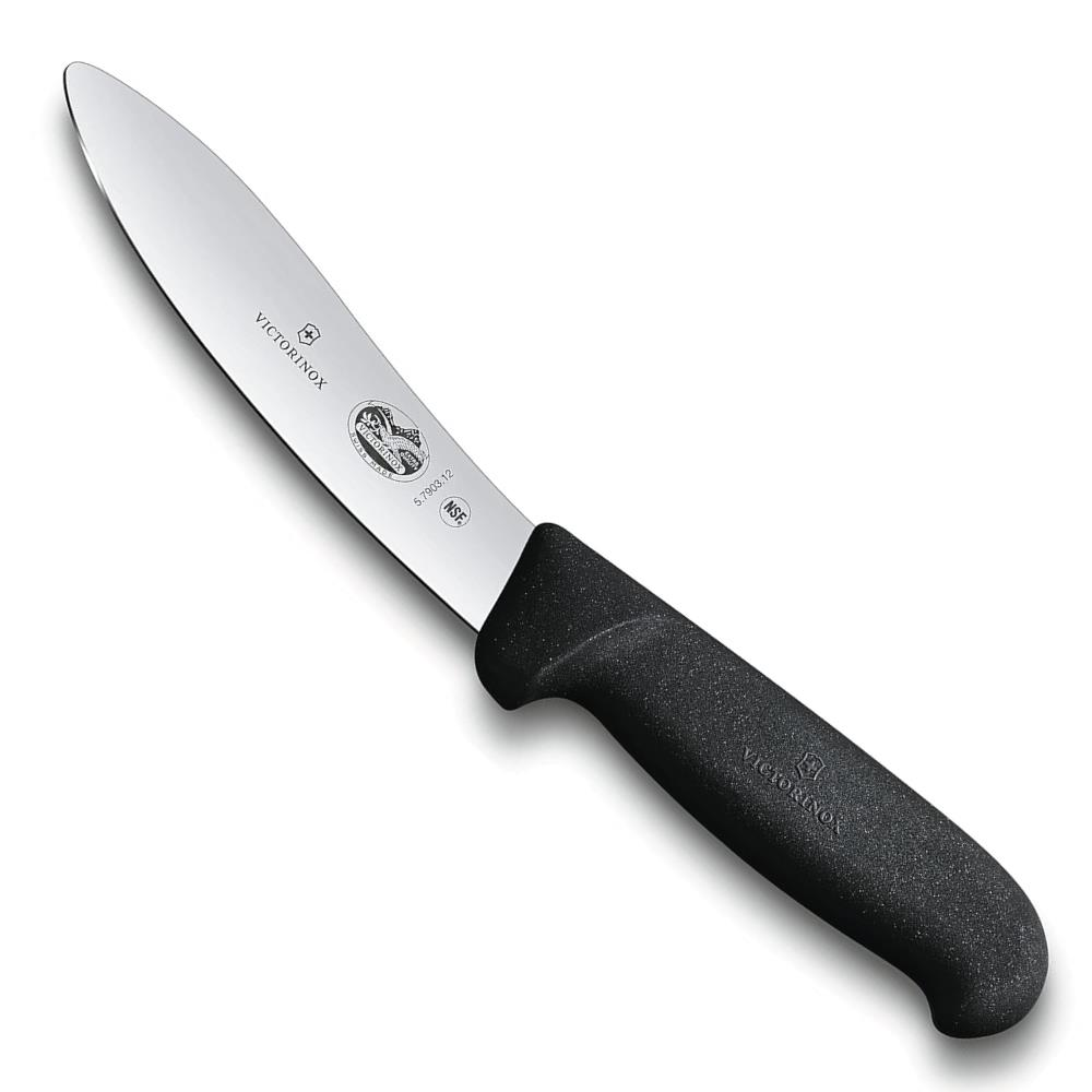 Siyah saplı ve gümüş renkli bıçaklı bir Victorinox bıçağı.