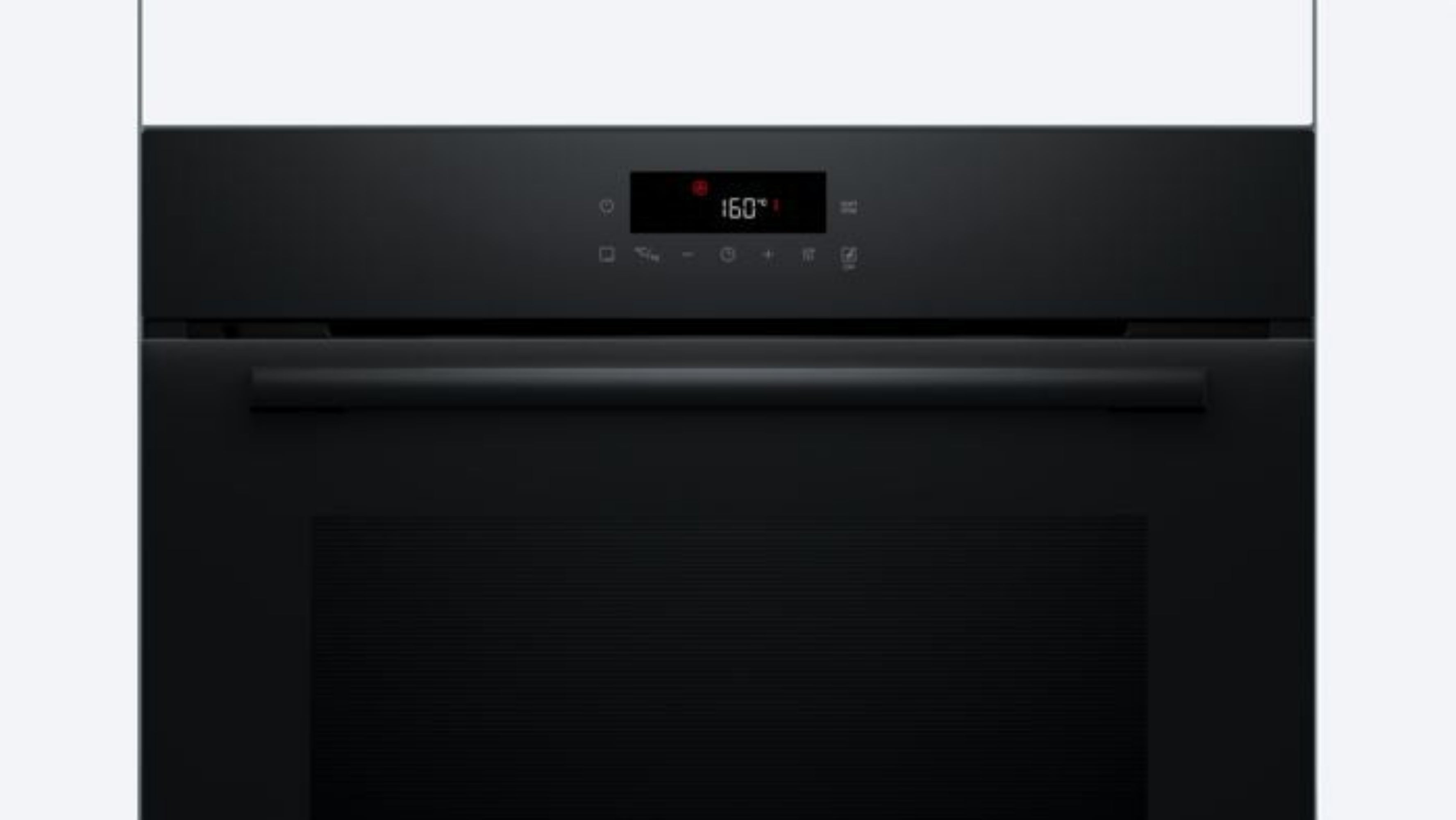 Forno nero con display digitale 160°C e maniglia.