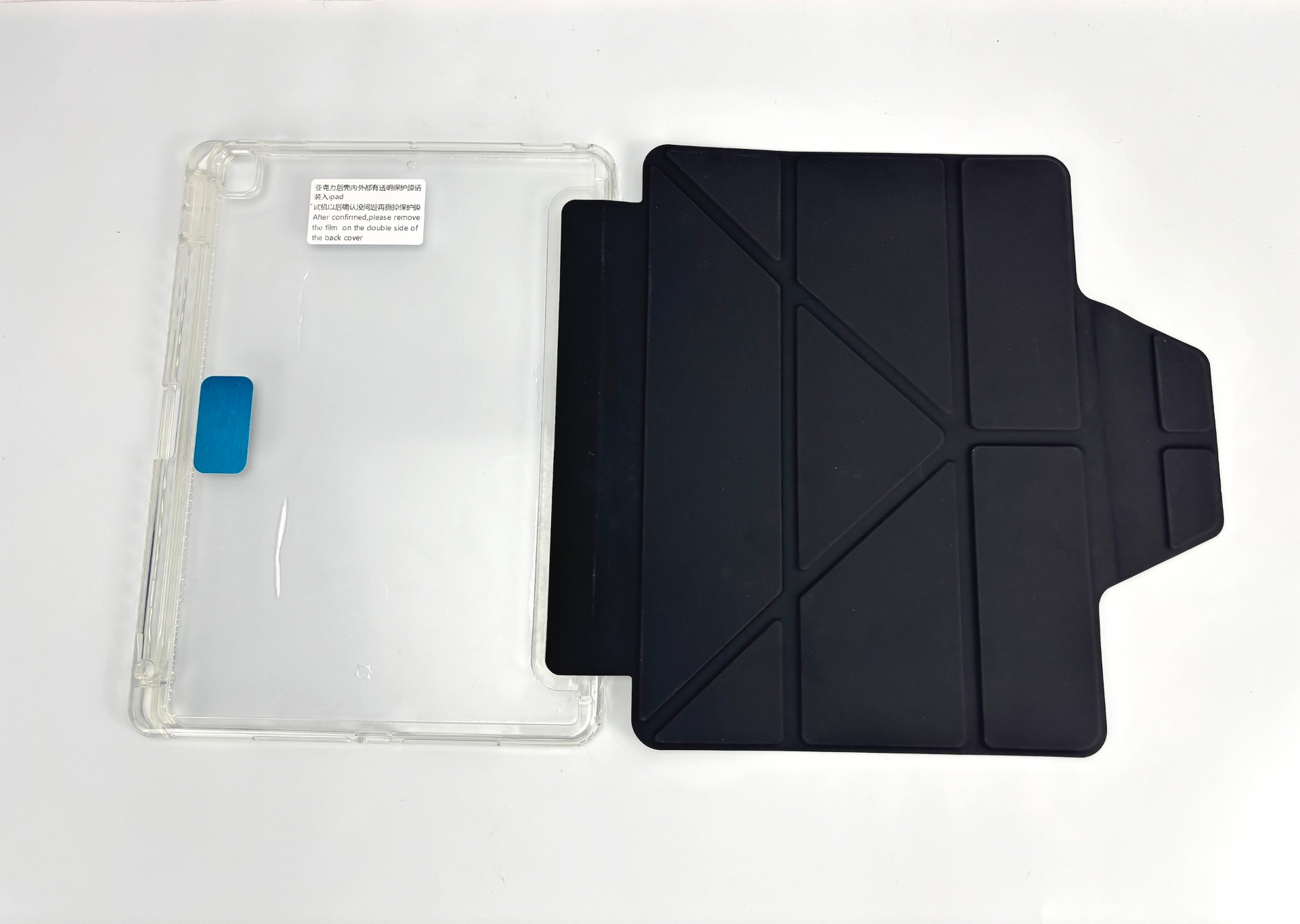 Ein transparenter und ein schwarzer Tablet-Schutz