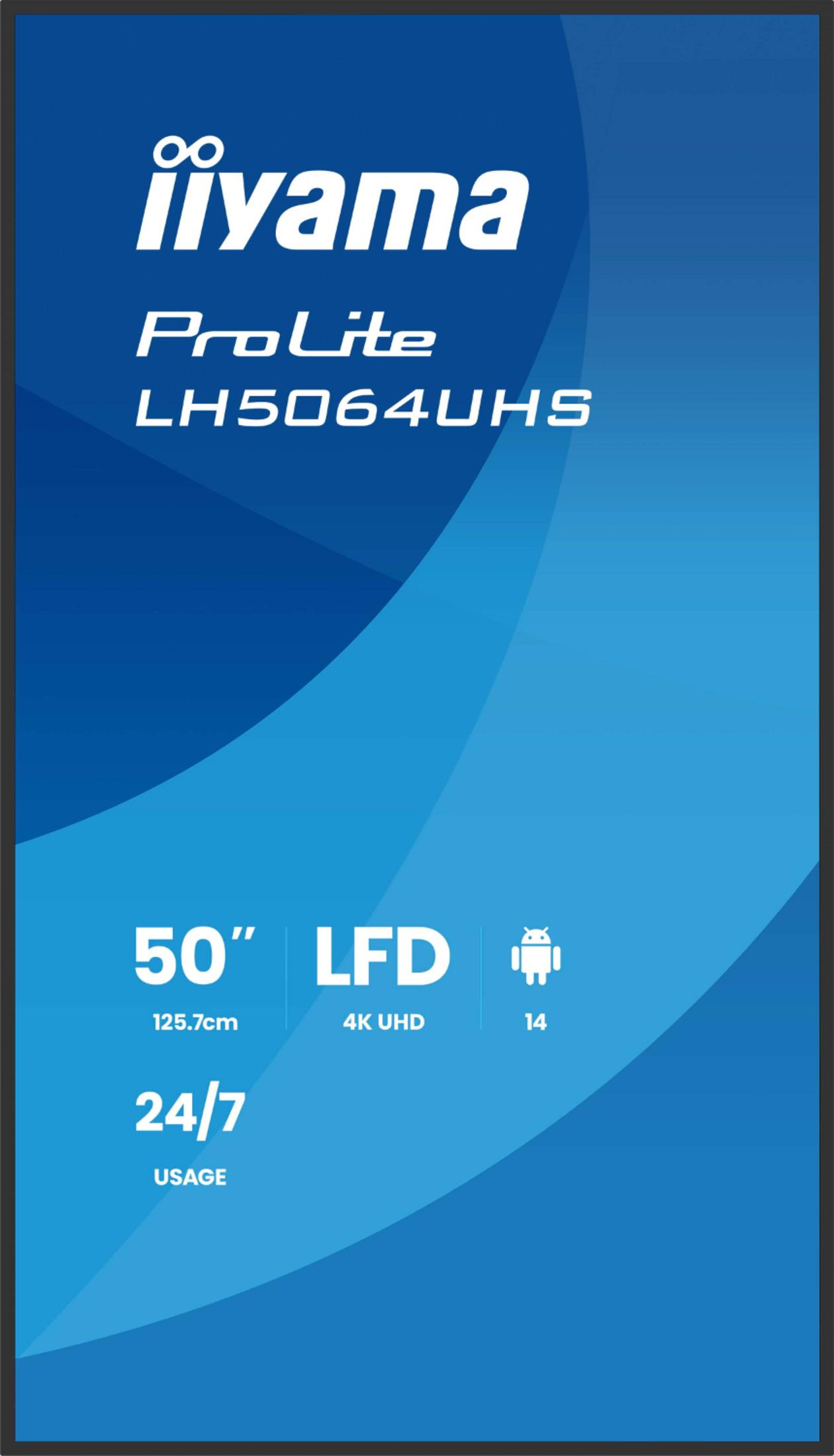 Iiyama ProLite LH5064UHS: 50-calowy LFD, 4K UHD, Android 14, praca 24/7.
