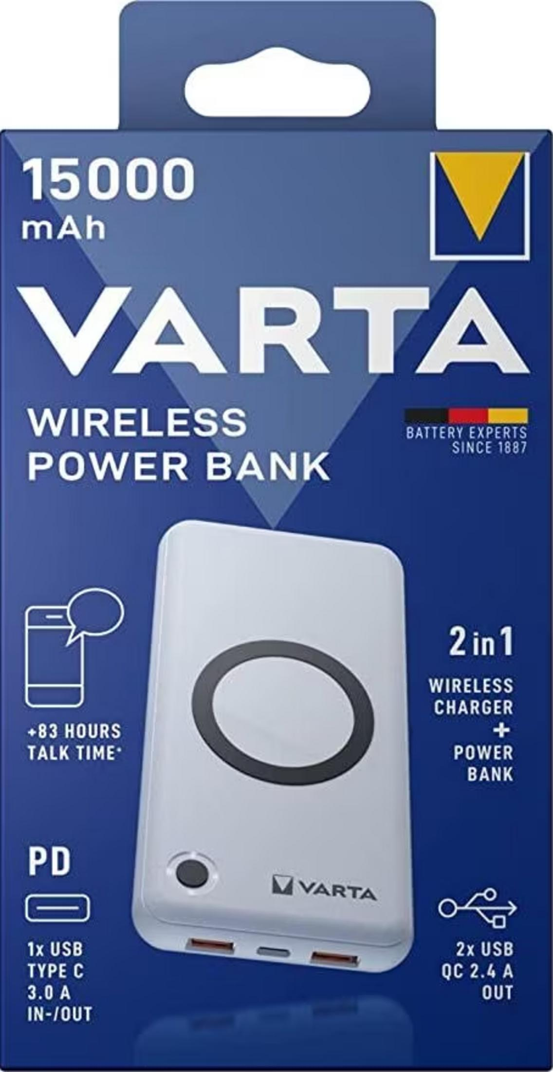 Varta 15000 mAh kabellose Powerbank mit 2-in-1-Funktion: Ladegerät und Akku.