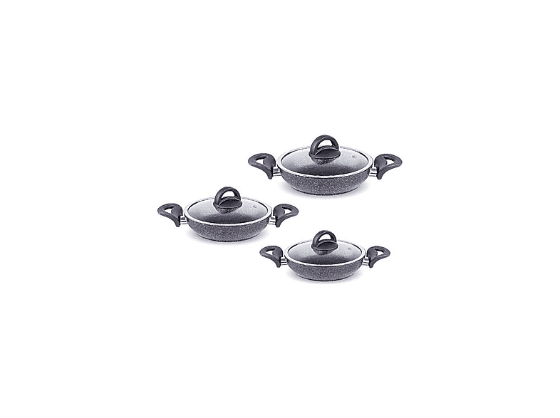 FMS G5001GLX Galaxy 6 Parça Granit 18 cm Omlet Set Siyah