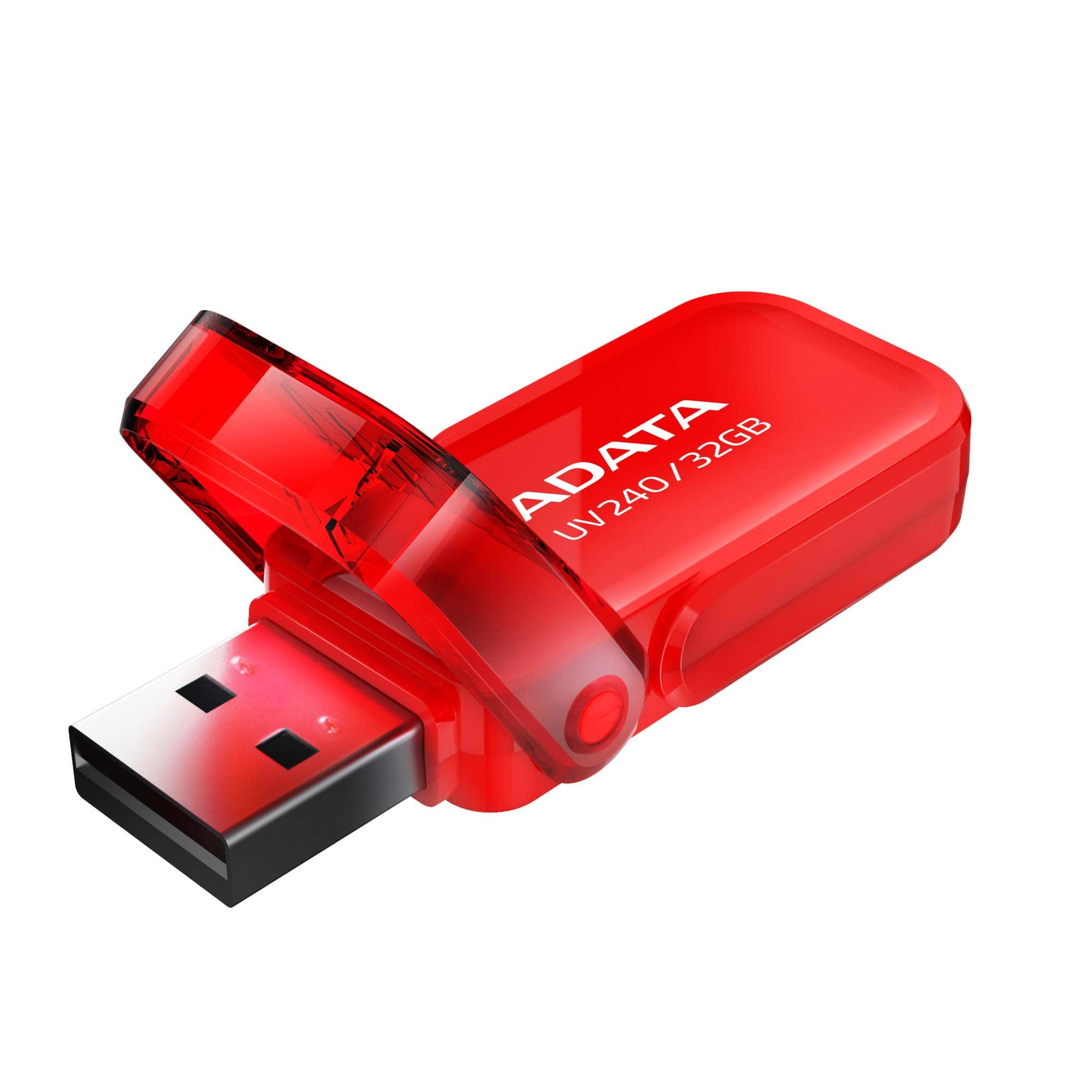Ein roter ADATA USB-Stick mit 32GB Speicher, Modell UV240.