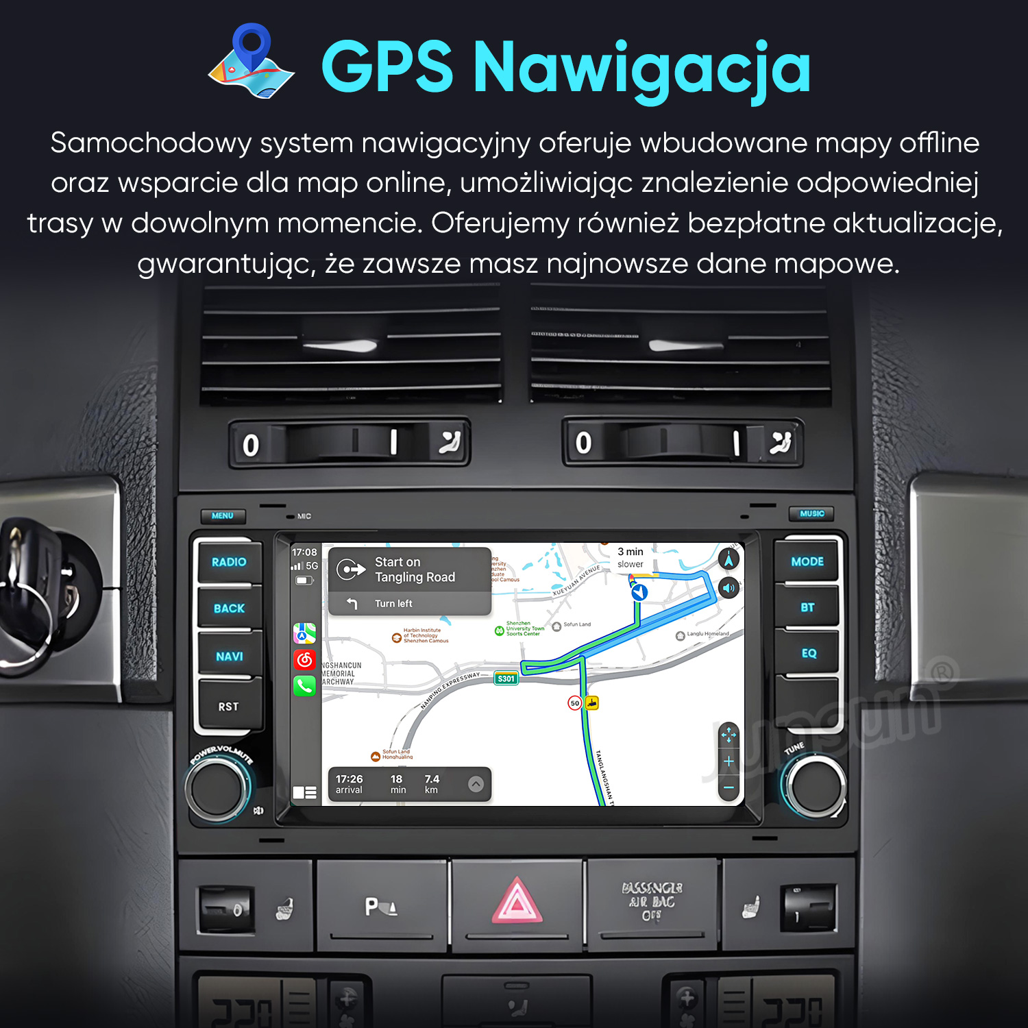 Samochodowy system nawigacji z mapami offline i online oraz aktualizacjami.