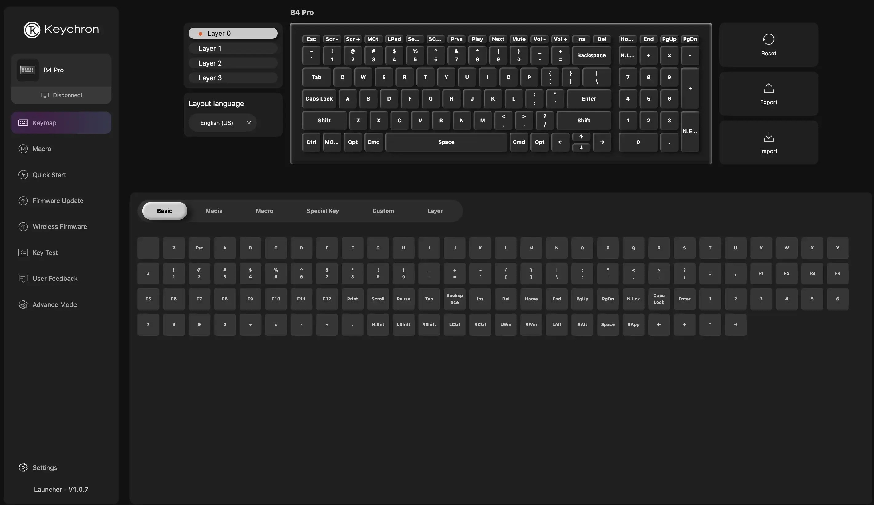 Oprogramowanie Keychron B4 Pro: Układ, mapowanie klawiszy i makra.