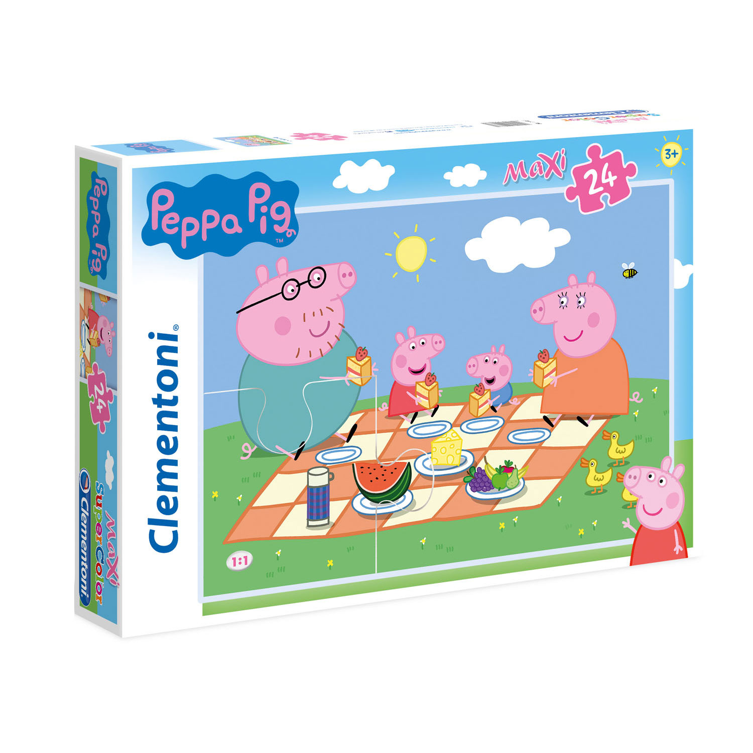 Puzzle picnic famiglia Peppa Pig, 24 pezzi Clementoni. Colorato e allegro.