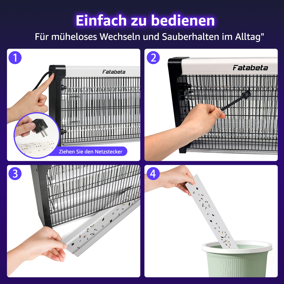 Anleitung zum Wechseln der Klebefolie eines Insektenvernichters.