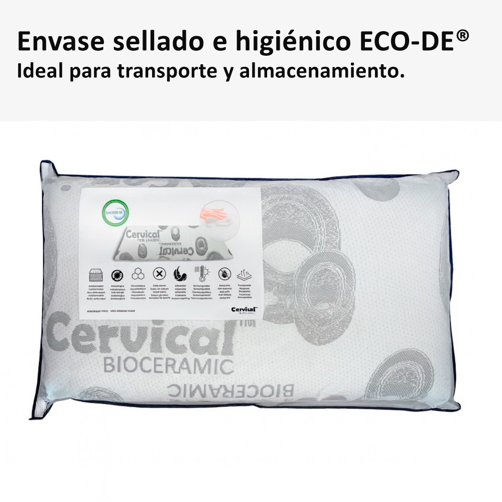 Funda de almohada sellada e higiénica con estampado "Cervical BIOCERAMIC".