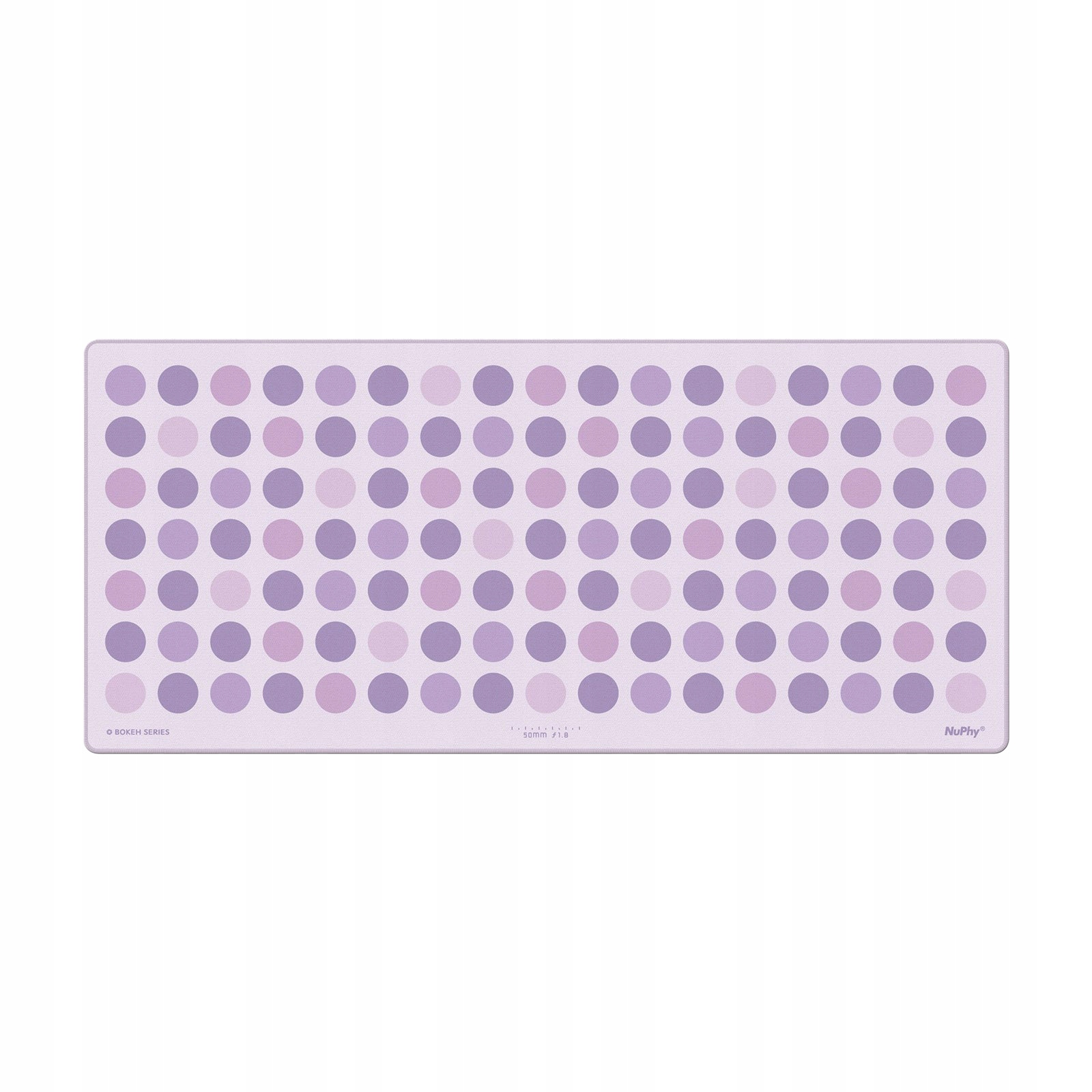 Jasnofioletowa podkładka pod mysz ze wzorem fioletowych i jasnoróżowych kół.