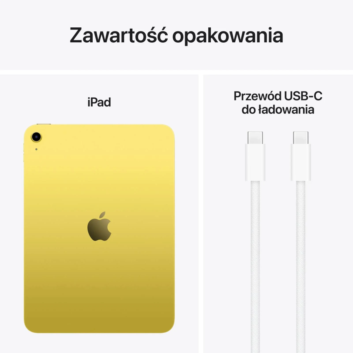 Ein gelbes iPad und zwei weiße USB-C-Kabel.