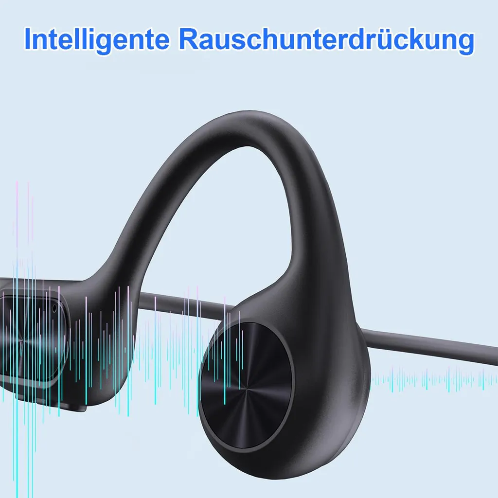 Schwarze Kopfhörer mit Wellenlinien für Geräuschunterdrückung.