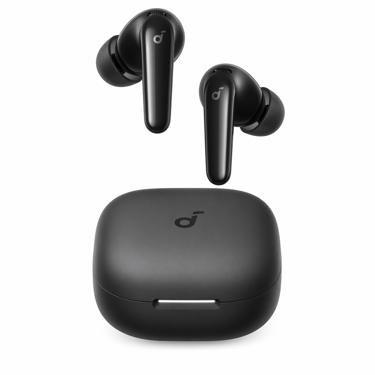 Auricolari wireless neri e custodia di ricarica con logo