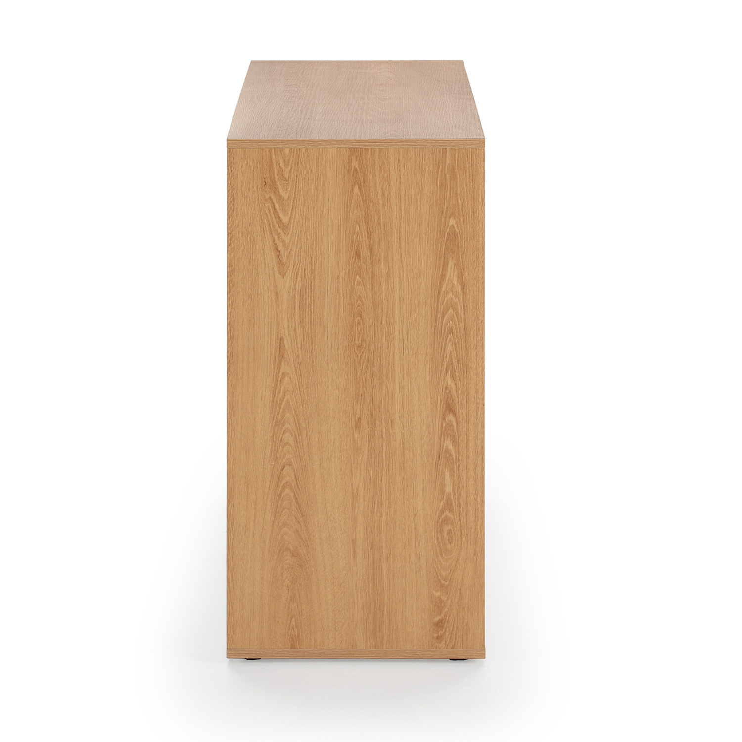 Un gabinete de madera con veta de madera sobre fondo blanco.