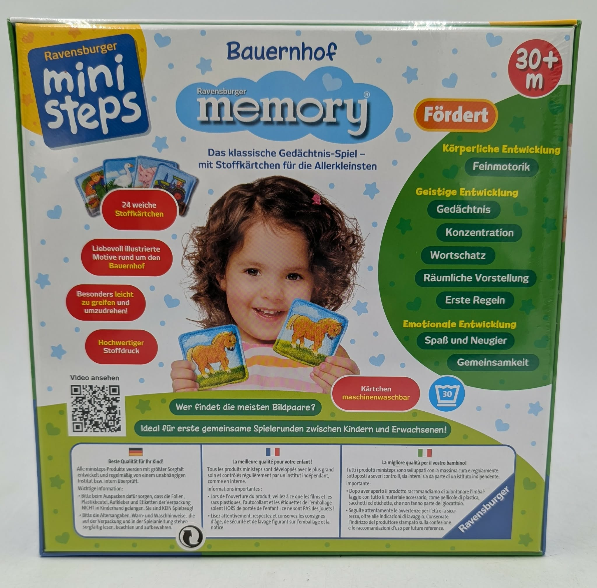Ravensburger Bauernhof Memory Spiel mit Stoffkärtchen für Kleinkinder.