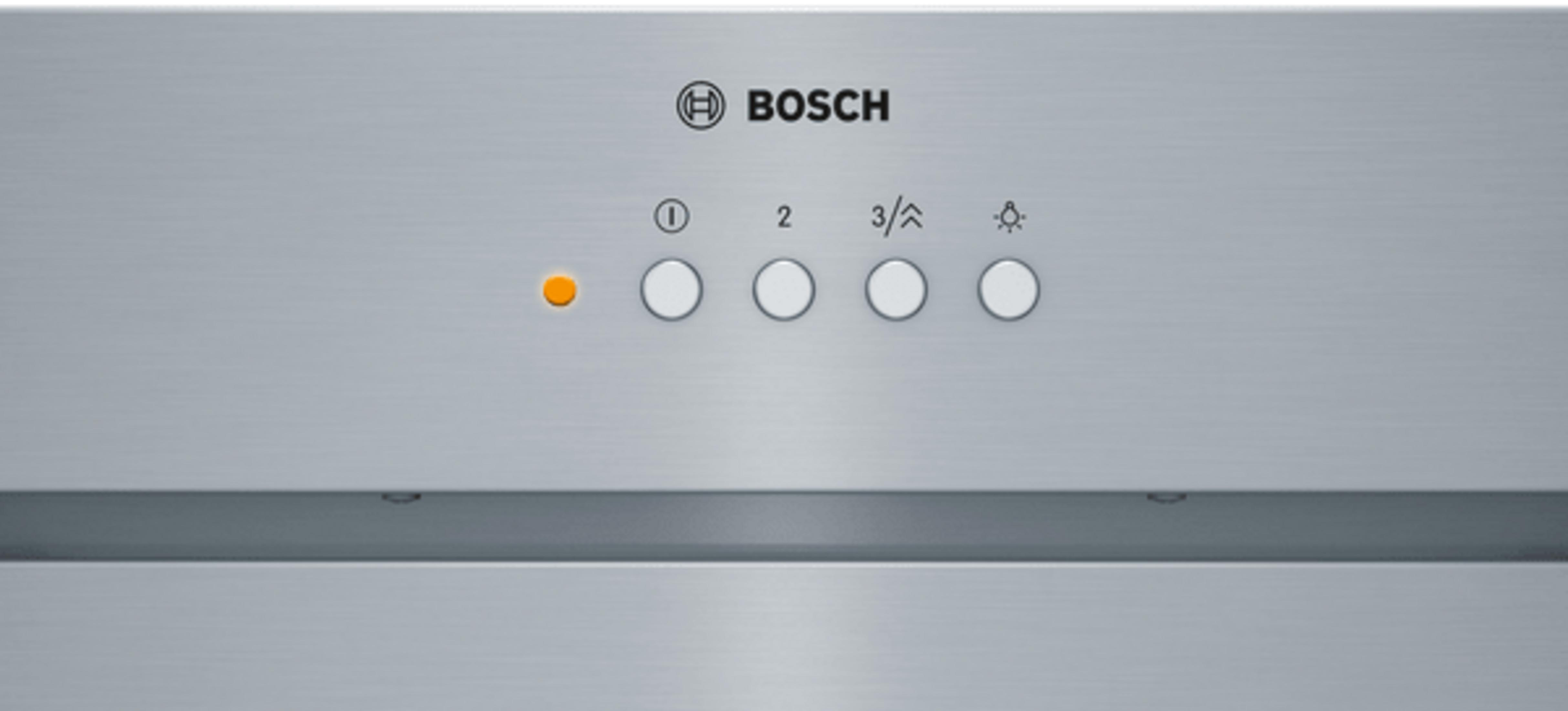 Logo Bosch con pulsanti di controllo e spia arancione.