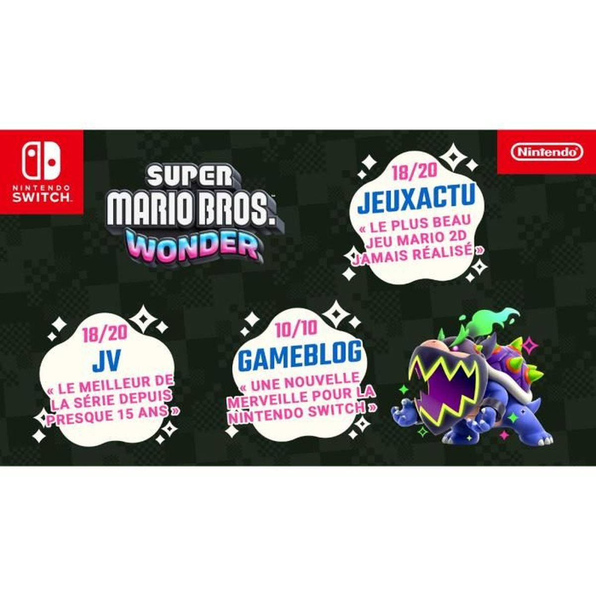 Gra Nintendo Switch "Super Mario Bros. Wonder" z recenzjami.