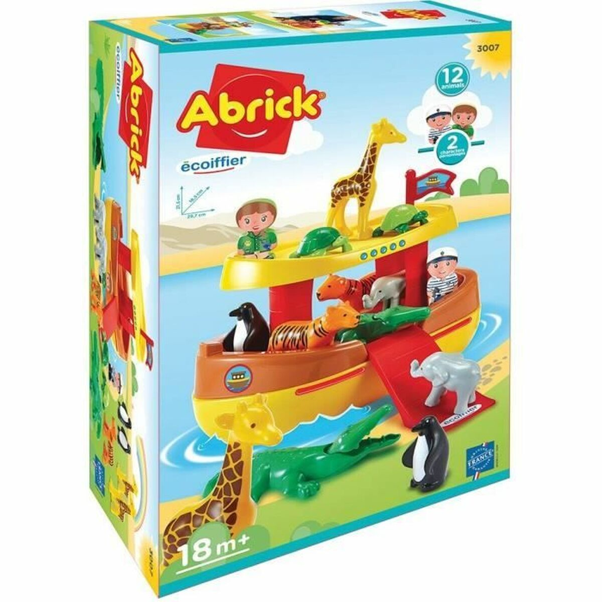 Juguete del Arca de Noé de Abrick con animales y figuras en un barco.
