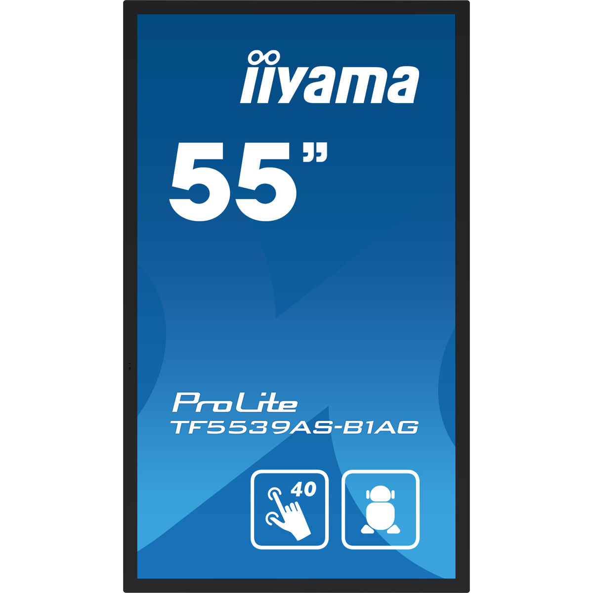 55-calowy wyświetlacz dotykowy iiyama ProLite TF5539AS-B1AG z ikonami.