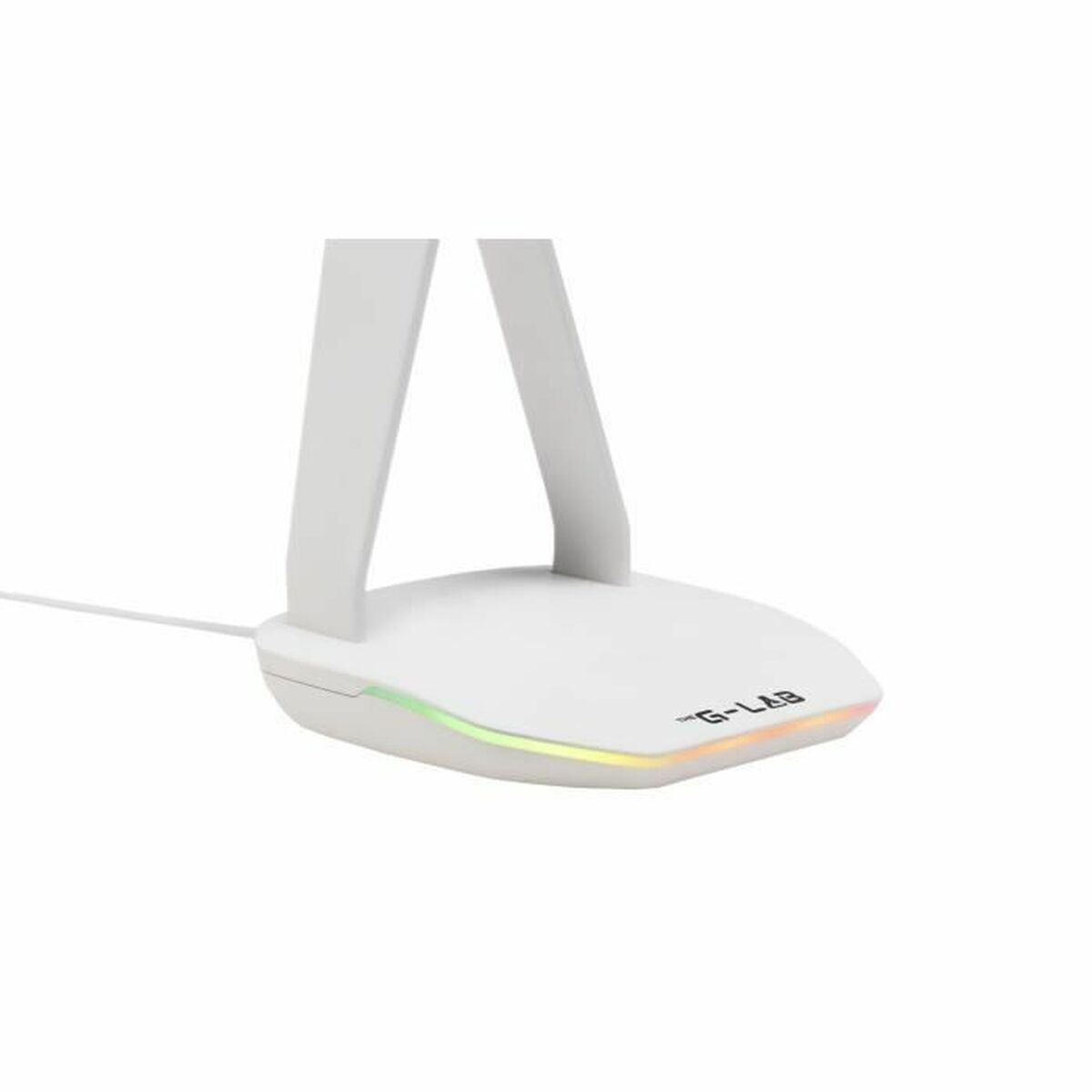 Mouse bianco marca G-Lab con illuminazione RGB alla base.